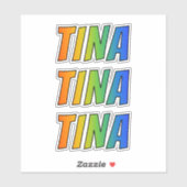 Voornaam "TINA" w / Fun Rainbow Coloring Sticker (Vel)