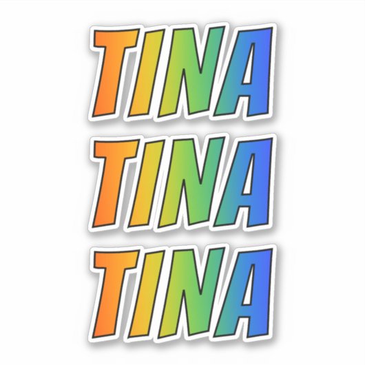 Voornaam "TINA" w / Fun Rainbow Coloring Sticker (Voorkant)