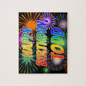 Voornaam "TODD", geun "HAPPY BIRTHDAY" Legpuzzel (Verticaal)