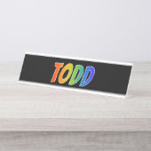 Voornaam "TODD": vun regenboogkleuren Bureau Naambordje (Voorkant)