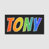 Voornaam "TONY": Fun Rainbow-kleuren Naamplaatje (Voorkant)