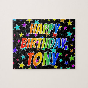 Voornaam "TONY", geun "HAPPY BIRTHDAY" Legpuzzel
