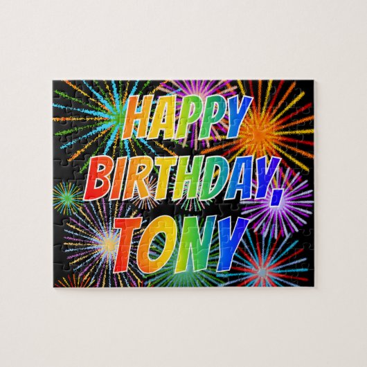 Voornaam "TONY", vun "HAPPY BIRTHDAY" Legpuzzel (Horizontaal)
