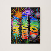 Voornaam "TONY", vun "HAPPY BIRTHDAY" Legpuzzel (Verticaal)