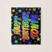 Voornaam "TONYA", geun "HAPPY BIRTHDAY" Legpuzzel (Verticaal)
