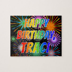 Voornaam "TRACI", Fun "HAPPY BIRTHDAY" Legpuzzel