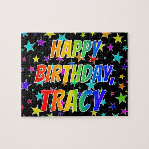 Voornaam "TRACY", geun "HAPPY BIRTHDAY" Legpuzzel