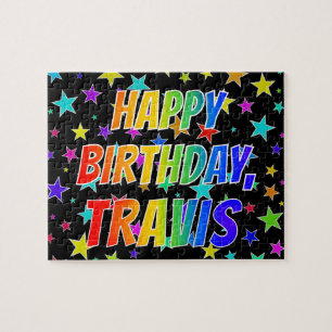 Voornaam "TRAVIS", afgekort "HAPPY BIRTHDAY" Legpuzzel