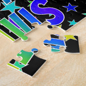 Voornaam "TRAVIS", afgekort "HAPPY BIRTHDAY" Legpuzzel (Zijkant)