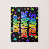 Voornaam "TRAVIS", afgekort "HAPPY BIRTHDAY" Legpuzzel (Verticaal)