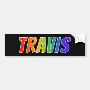 Voornaam "TRAVIS": Fun Rainbow-kleuren Bumpersticker