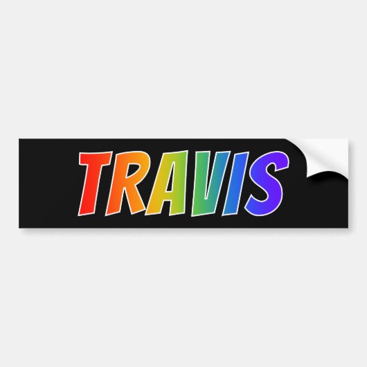 Voornaam "TRAVIS": Fun Rainbow-kleuren Bumpersticker (Voorkant)