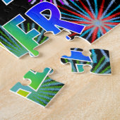Voornaam "TYLER", lettertype "HAPPY BIRTHDAY" Legpuzzel (Zijkant)