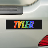 Voornaam "TYLER": vun regenboogkleuren Bumpersticker (Op auto)