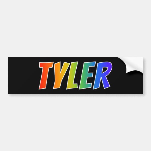 Voornaam "TYLER": vun regenboogkleuren Bumpersticker (Voorkant)