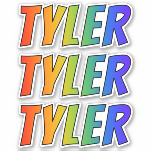 Voornaam "TYLER" w/ Fun Rainbow Coloring Sticker (Voorkant)