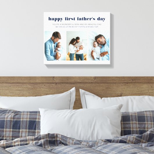 Voornaam Vaderdag 3 Foto White Canvas Print (Insitu (Slaapkamer))