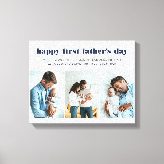 Voornaam Vaderdag 3 Foto White Canvas Print (Voorkant)