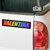 Voornaam "VALENTINA": vun regenboogkleuren Bumpersticker (Op Truck)