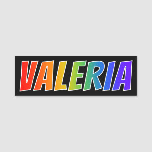 Voornaam "VALERIA": Fun Rainbow-kleuren Naamplaatje