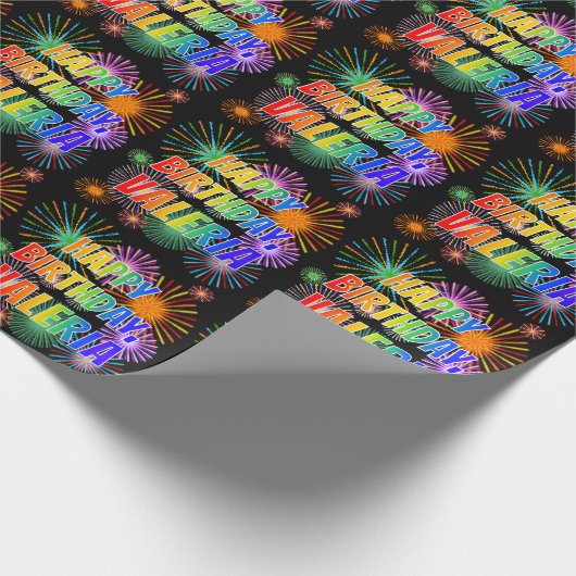 Voornaam "VALERIA", vun "HAPPY BIRTHDAY" Cadeaupapier (Hoek)