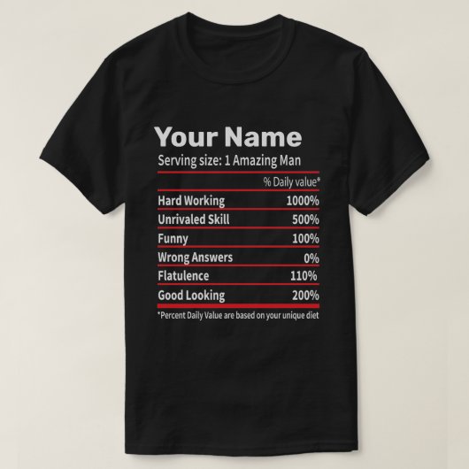 Voornaam van de gepersonaliseerde voedseldefinitie t-shirt (Design voorkant)