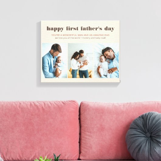 Voornaam van Vaderdag 3 Foto Cream Canvas Afdrukke (Insitu (Woonkamer))