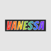 Voornaam "VANESSA": Fun Rainbow-kleuren Naamplaatje (Voorkant)