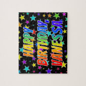Voornaam "VANESSA", geun "HAPPY BIRTHDAY" Legpuzzel (Verticaal)