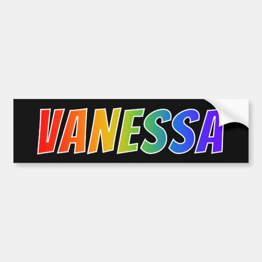 Voornaam "VANESSA": vun regenboogkleuren Bumpersticker (Voorkant)