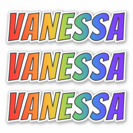 Voornaam "VANESSA" w/ Fun Rainbow Coloring Sticker (Voorkant)