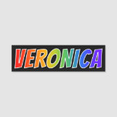 Voornaam "VERONICA": Fun Rainbow-kleuren Naamplaatje (Voorkant)