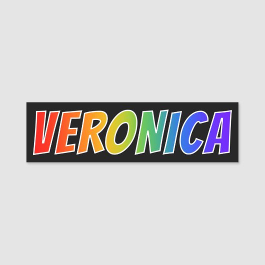 Voornaam "VERONICA": Fun Rainbow-kleuren Naamplaatje (Voorkant)