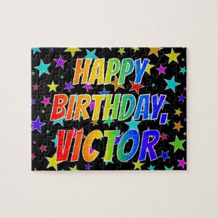 Voornaam "VICTOR", geun "HAPPY BIRTHDAY" Legpuzzel