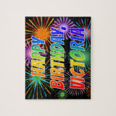 Voornaam "VICTORIA", geun "HAPPY BIRTHDAY" Legpuzzel (Verticaal)