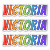 Voornaam "VICTORIA" w/ Fun Rainbow Coloring Sticker (Voorkant)