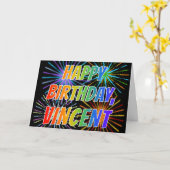 Voornaam "VINCENT" Fun "HAPPY BIRTHDAY" Kaart (Gele Bloem)