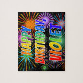 Voornaam "VIOLET", geun "HAPPY BIRTHDAY" Legpuzzel (Verticaal)