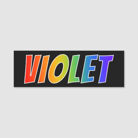 Voornaam "VIOLET": vun regenboogkleuren Naamplaatje (Voorkant)