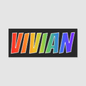 Voornaam "VIVIAN": Fun Rainbow-kleuren Naamplaatje (Voorkant)