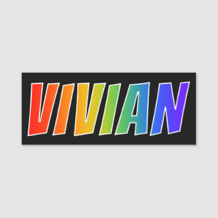 Voornaam "VIVIAN": Fun Rainbow-kleuren Naamplaatje