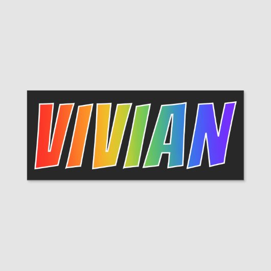 Voornaam "VIVIAN": Fun Rainbow-kleuren Naamplaatje (Voorkant)