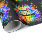 Voornaam "VIVIAN", geun "HAPPY BIRTHDAY" Cadeaupapier (Rol Hoek)