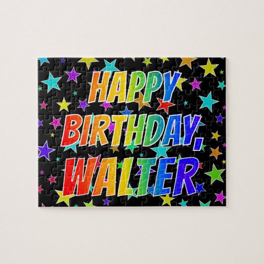 Voornaam "WALTER", geun "HAPPY BIRTHDAY" Legpuzzel (Horizontaal)