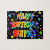 Voornaam WAYNE, Fun "HAPPY BIRTHDAY" Legpuzzel (Horizontaal)