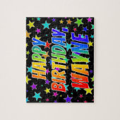 Voornaam WAYNE, Fun "HAPPY BIRTHDAY" Legpuzzel (Verticaal)