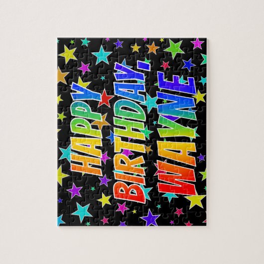 Voornaam WAYNE, Fun "HAPPY BIRTHDAY" Legpuzzel (Verticaal)