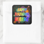 Voornaam "WAYNE", vun "HAPPY BIRTHDAY" Vierkante Sticker (Tas)