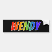 Voornaam "WENDY": vun regenboogkleuren Bumpersticker (Voorkant)