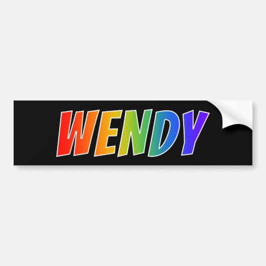 Voornaam "WENDY": vun regenboogkleuren Bumpersticker (Voorkant)